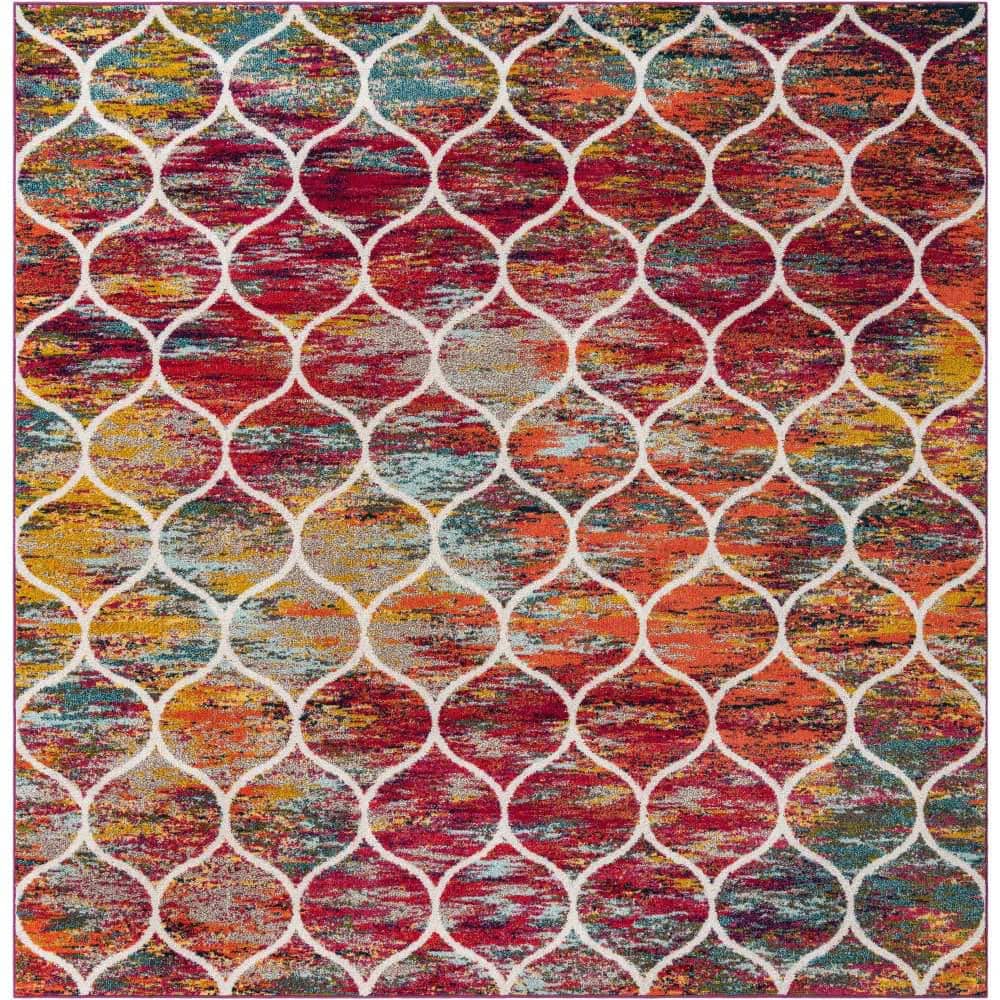 Trellis Frieze Rounded Multi 10 ft. x 10 ft. Area Rug price history on PriceWatchPro