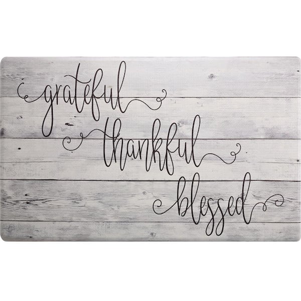 Home Dynamix Cozy Living Grateful Thankful Modern Farmhouse Grey 17.5" x 55" Kitchen Mat