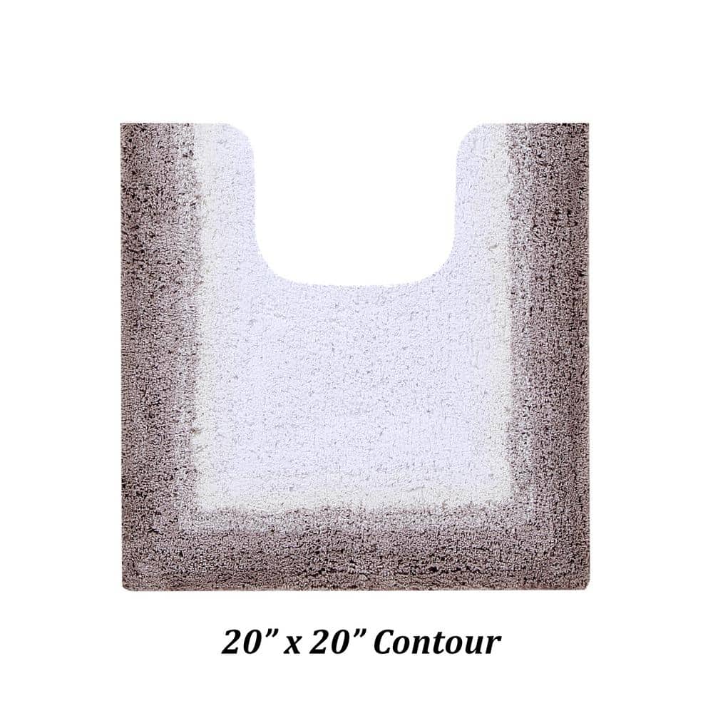 Beige and White Cotton 4-Piece Bathroom Rug Set