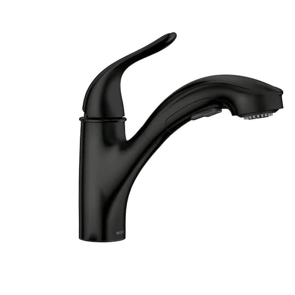 MOEN Brecklyn Single Handle Pull Out Sprayer Kitchen Faucet with Power Clean in Matte Black