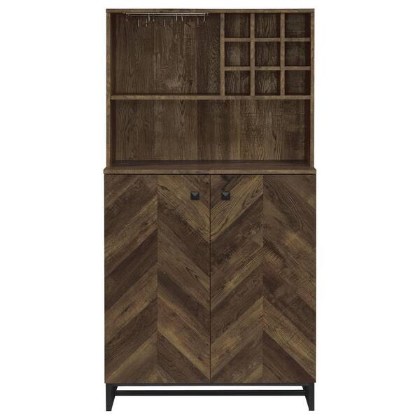 Ameriwood Home Concord Contemporary/Modern Reclaimed Oak Metal Curio Cabinet with Wine Storage