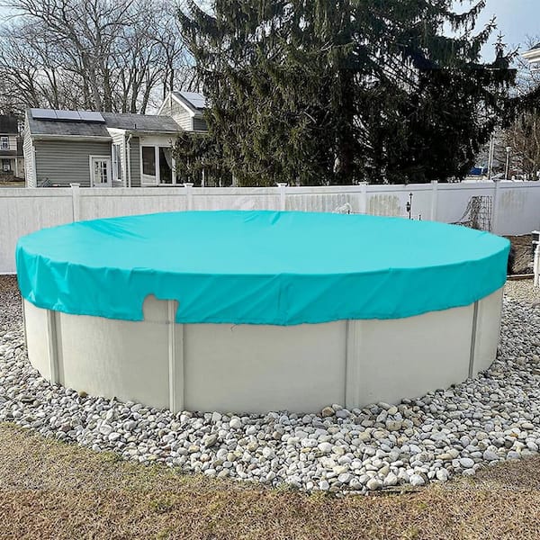 10 ft. Round Turquoise Above Waterproof Ground Pool Winter Cover, Swimming Pool Cover Protector Winter Safety Cover