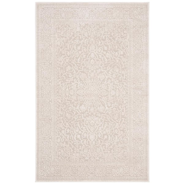 SAFAVIEH Reflection Cream/Ivory Doormat 2 ft. x 3 ft. Medallion Border Area Rug