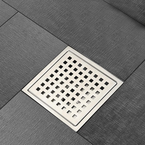 Design House 542852-SS Square Shower Drain, 4 in, Stainless Steel
