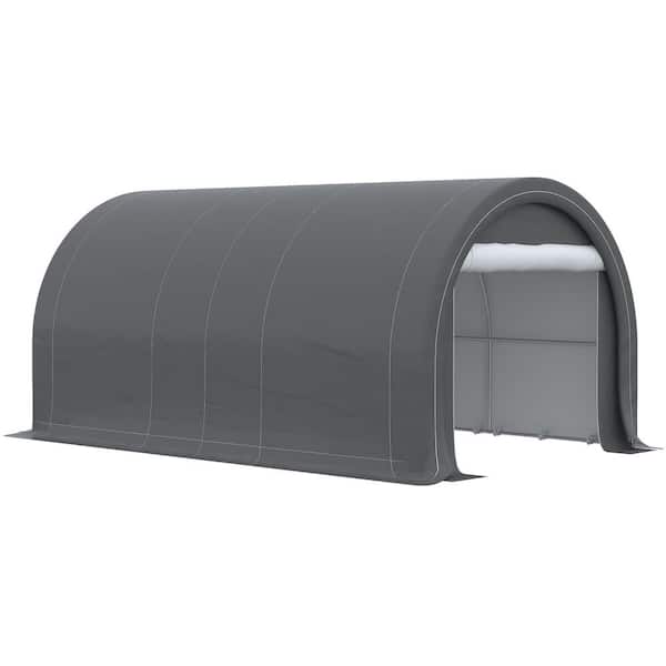 10 ft. W x 16 ft. D Heavy Duty Portable Carport, Garage Storage Tent with Zippered Door, Anti-UV PE Canopy Cover, Gray