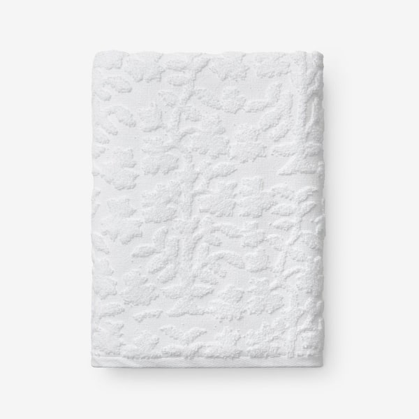 Company Cotton Floral Jacquard White Cotton Single Bath Towel