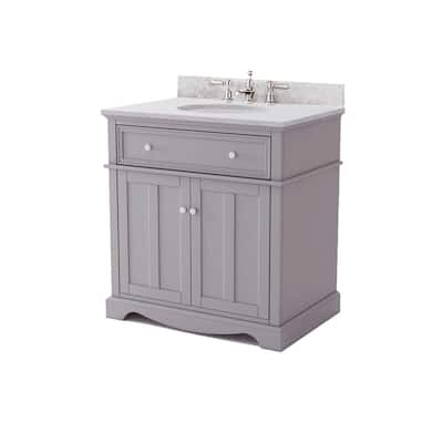 Fremont 32 in. Single Sink Freestanding Grey Bath Vanity with Grey Granite Top (Assembled)