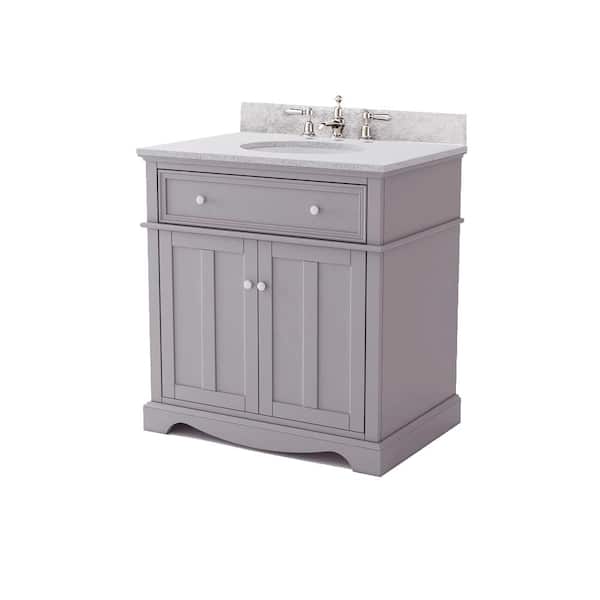 Home Decorators Collection Fremont 32 in. Single Sink Freestanding Grey Bath Vanity with Grey Granite Top (Assembled)