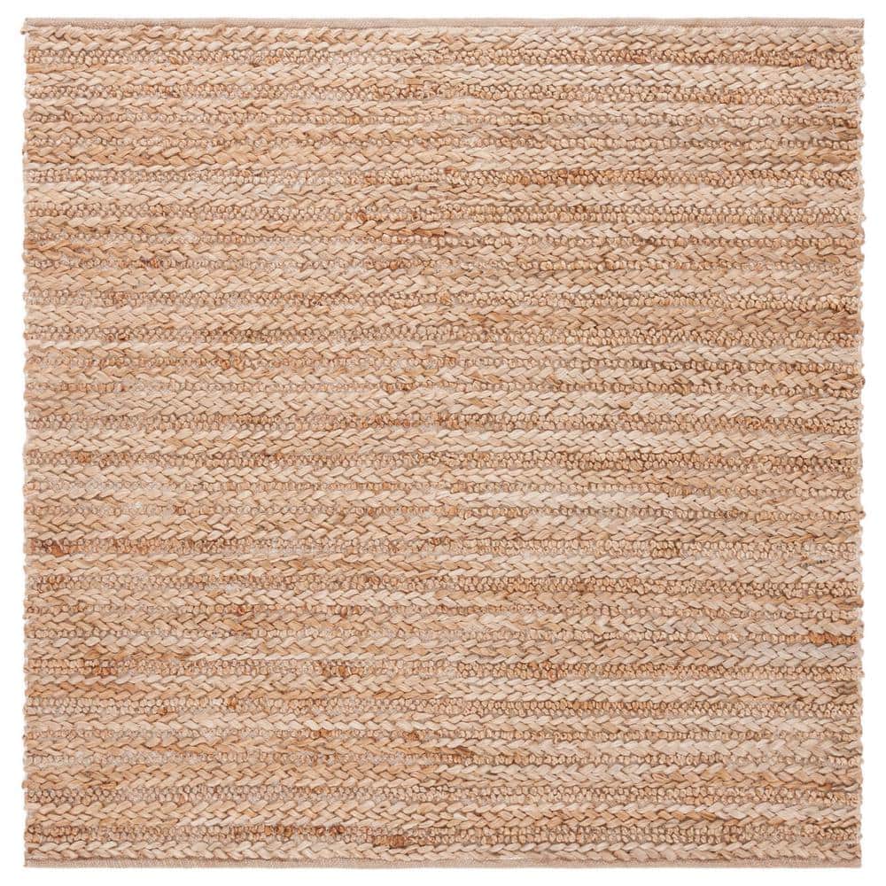 Hand-Knotted Beige Cotton Square Area Rug