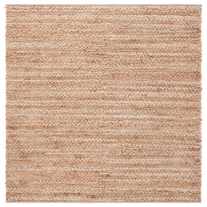 Natural Fiber Beige 6 ft. x 6 ft. Braided Striped Square Area Rug