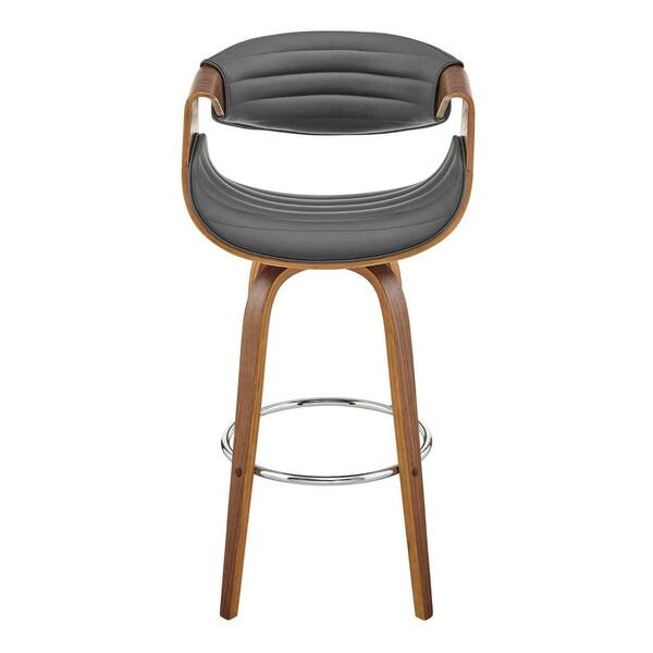 HomeRoots 26 in. Grey Faux Leather and Walnut Wood Retro Chic Counter Stool
