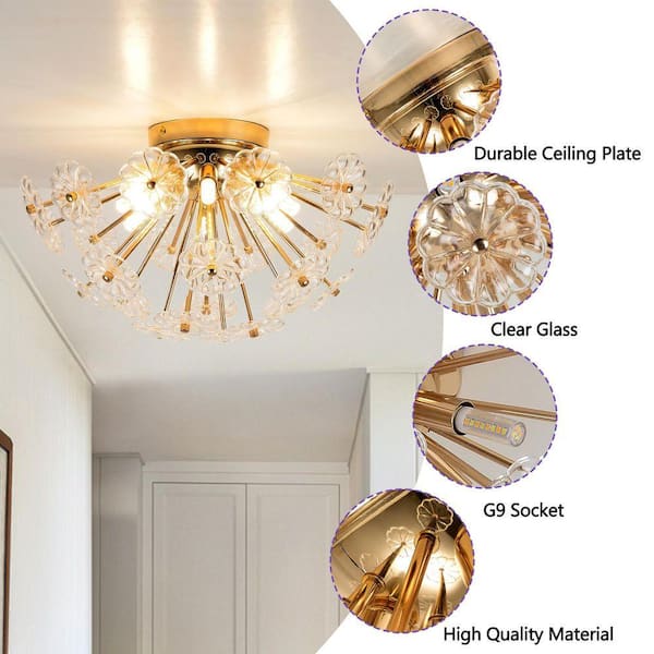 GMGSROM 20 in. 6-Light Modern Metal Flower Flush Mount Ceiling