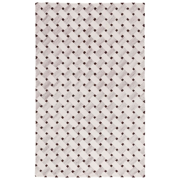 Genre 3 ft. x 5 ft. Ivory/Brown Spotted Lattice Area Rug