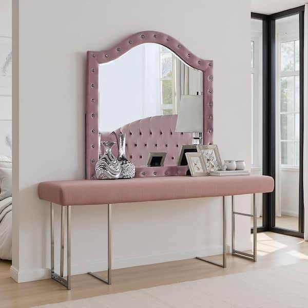 Zoha Pink 40.75 in. W x 39.75 in. Rectangle Wood Dresser Mirror