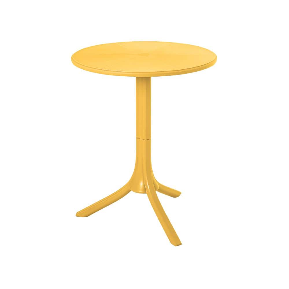 Lagoon Seattle Adjustable Yellow Resin Round Outdoor Table