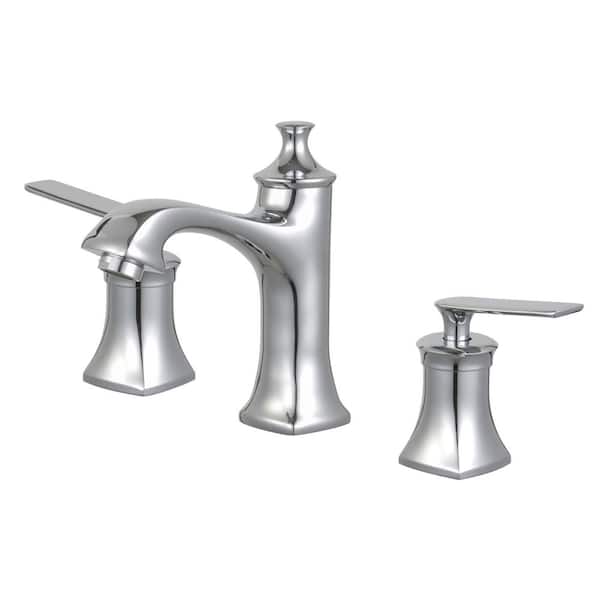 Bellaterra Home Aversa 8 in. Widespread Double Handle Bathroom Faucet with Drain Assembly in Polished Chome
