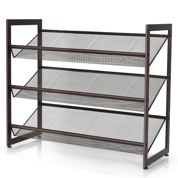 25 in. H 12-Pair Adjustable to Flat Slant Shoe Rack Shoe Organizer Holder Stand