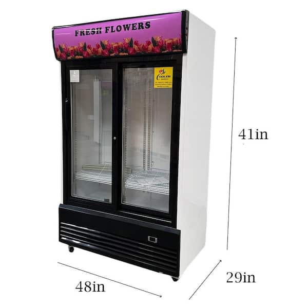 48 in. 33.5 cu. ft. Commercial Slide Glass Door Flowers Cooler Floral Refrigerator Display in White