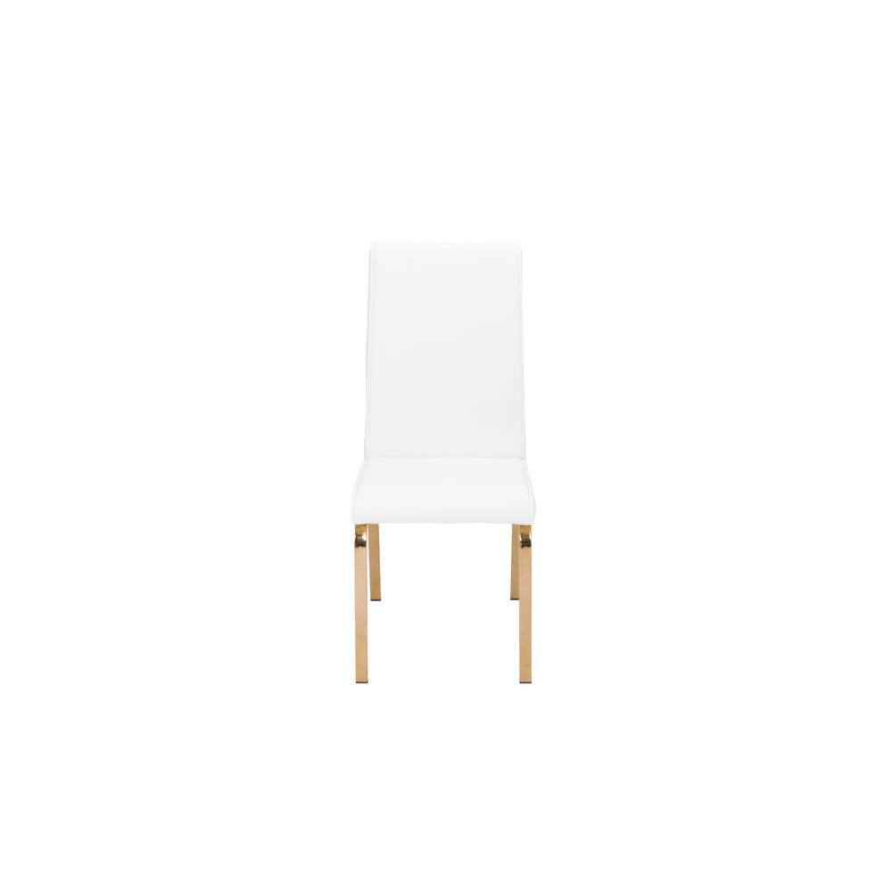 White Faux Leather Upholstered Side Chairs with Gold Metal Legs, Set of 2