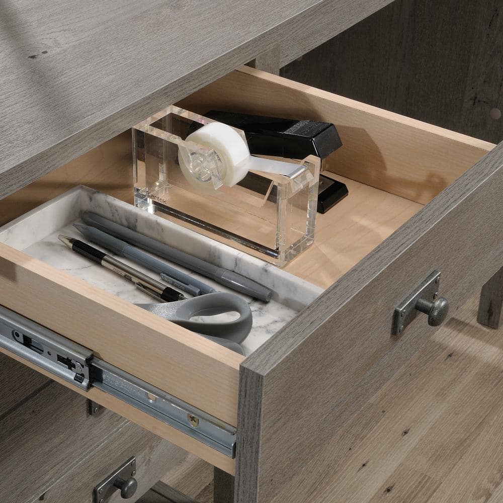 Mystic Oak Coastal Desk with Letter-Size File Drawer and Storage Shelf