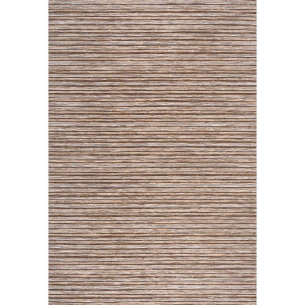 Heathered Stripes Brown/Natural 8' x 10' Synthetic Easy-Care Area Rug