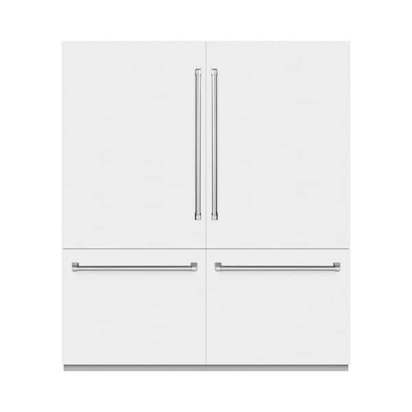 ZLINE Kitchen and Bath 72 in. 39.6 cu. ft. Built-in Bottom Freezer Refrigerator with Water Dispensers and Ice Makers in Matte White