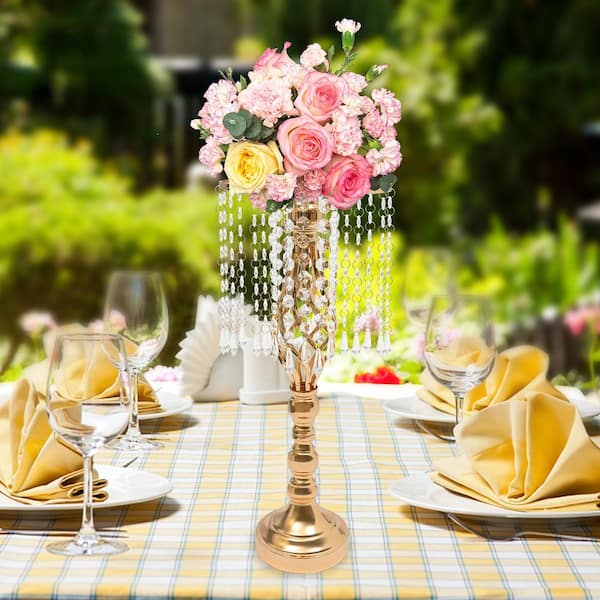 4 Crystal and Gold Wedding Centerpiece deals Stands