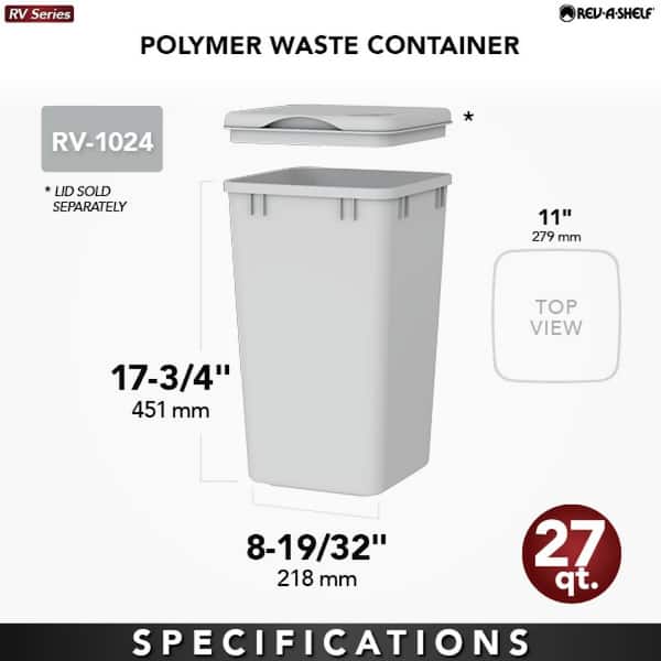 Rev-A-Shelf 27 Qt.. Replacement Container Only RV-1024-17-52 - The