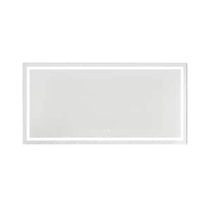 72 in. W x 36 in. H Rectangular Frameless Wall Mounted Bathroom Vanity Mirror with LED Light in Clear