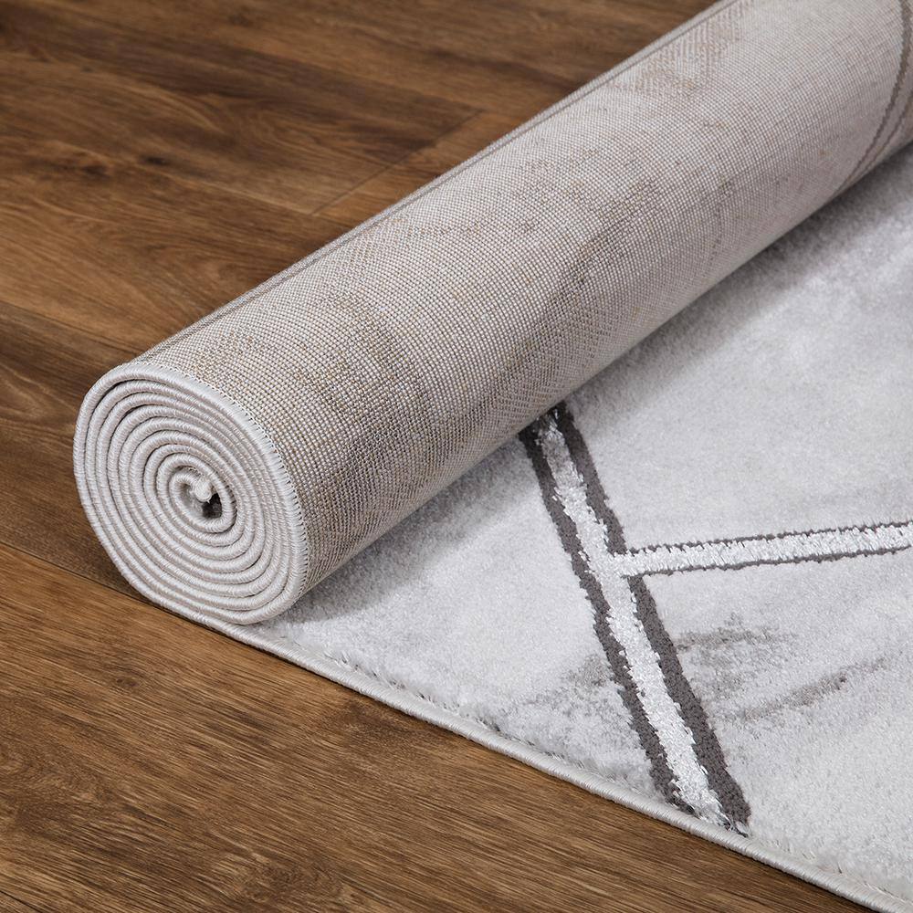 Gray Rectangular Stain-Resistant Synthetic Area Rug