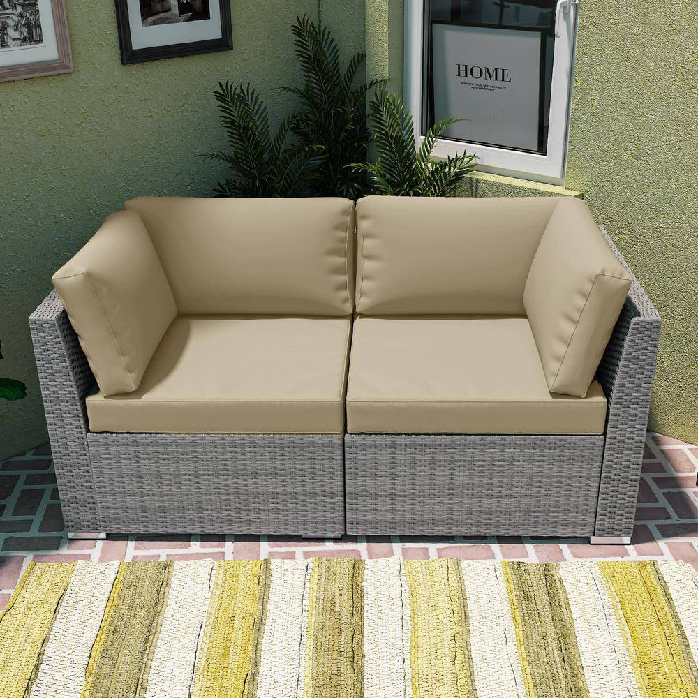 EAGLE PEAK 2Piece Wicker Outdoor Patio Conversation Seating Sofa Set