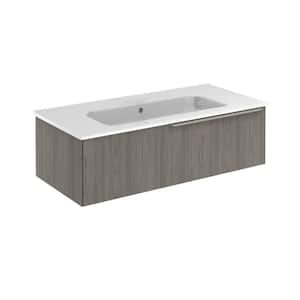 Mio 40 in. W x 18 in. D x 12 in. H Bath Vanity 1-Drawer in Grey Elm with White Vanity Top with White Basin