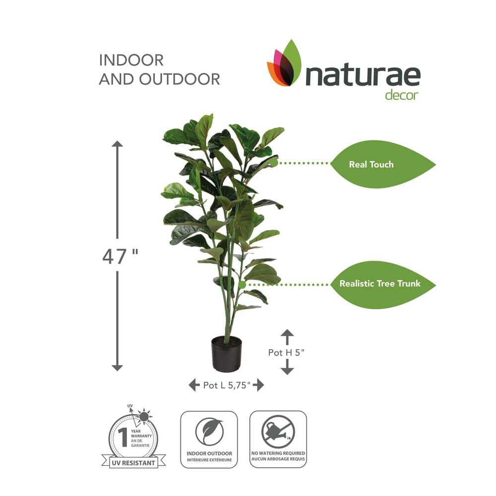 47" Green Plastic Fiddle Leaf Fig Potted Floor Plant