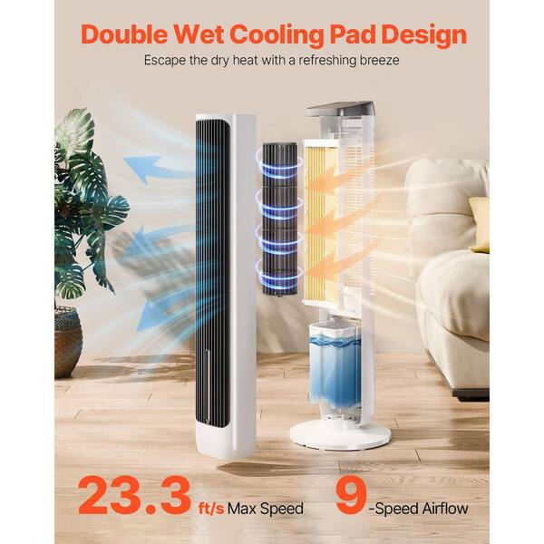 SKYSHALO 12.2 in. Tower Fan in Multi-Colored 23.3 ft. /s