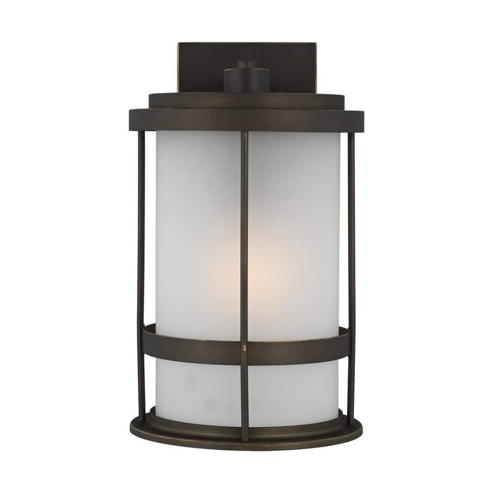 Antique Bronze Outdoor Wall Lantern with Frosted Glass Shade