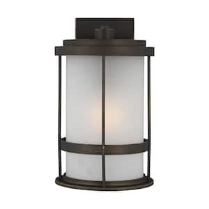 Wilburn 1-Light Antique Bronze Outdoor Wall Lantern