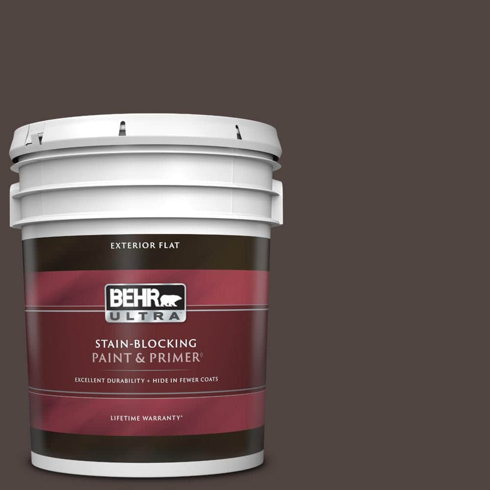 BEHR ULTRA 5 gal. 790B7 Bitter Chocolate Flat Exterior Paint & Primer 485305 The Home Depot