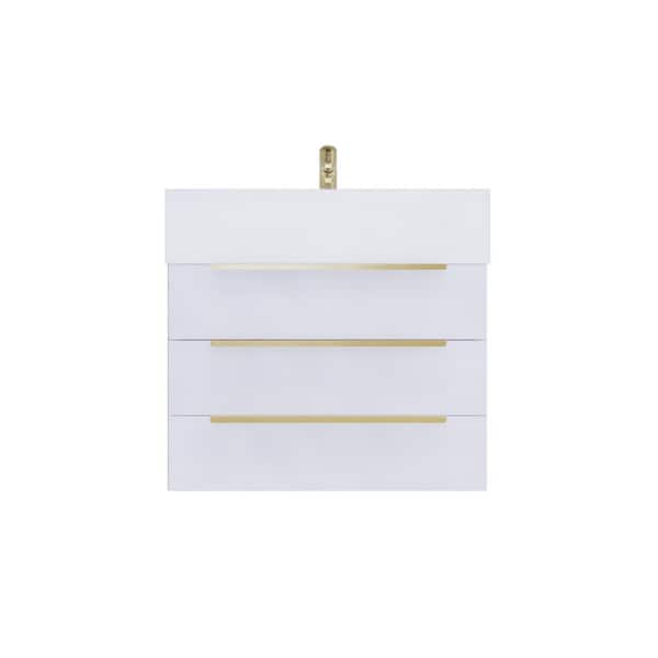 Bethany 24 in. W x 20 in. D x 22 in. H Single Sink Floating Bath Vanity in High Gloss White with White Acrylic Top