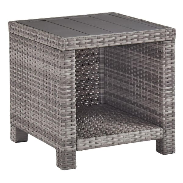 Benjara 22 in. Gray Square Aluminum End Table with Metal Frame