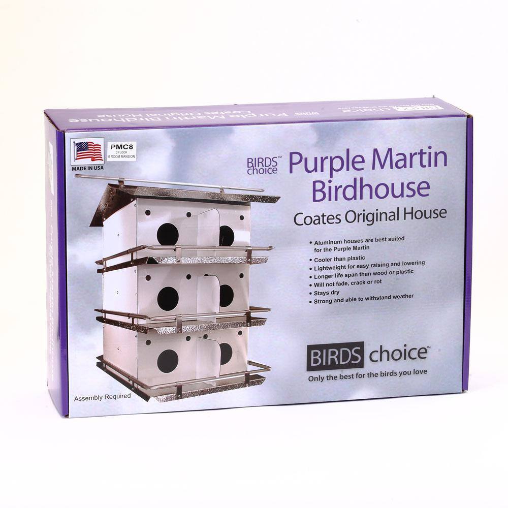 Aluminum Two-Floor White and Silver Purple Martin Bird House