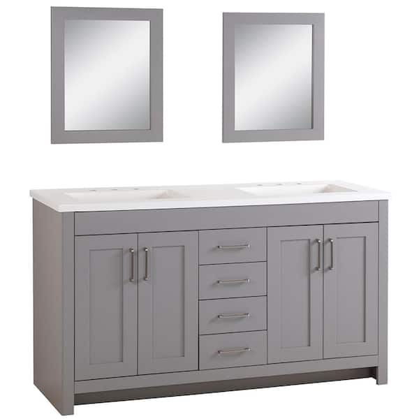 Home Decorators Collection Westcourt 61 In W Bath Vanity Sterling Gray With Top White Sinkirrors Wt60p4 St The Depot - Does Home Depot Install Bathroom Vanity