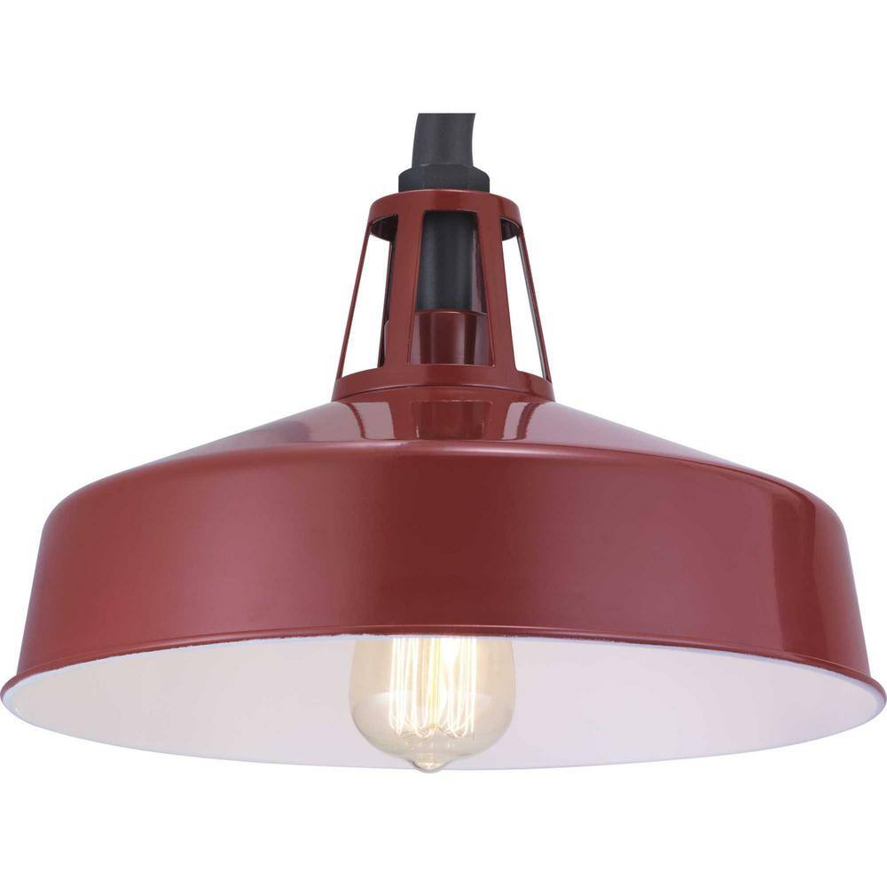 Cedar Springs Red Aluminum Outdoor Wall Lantern with White Shade