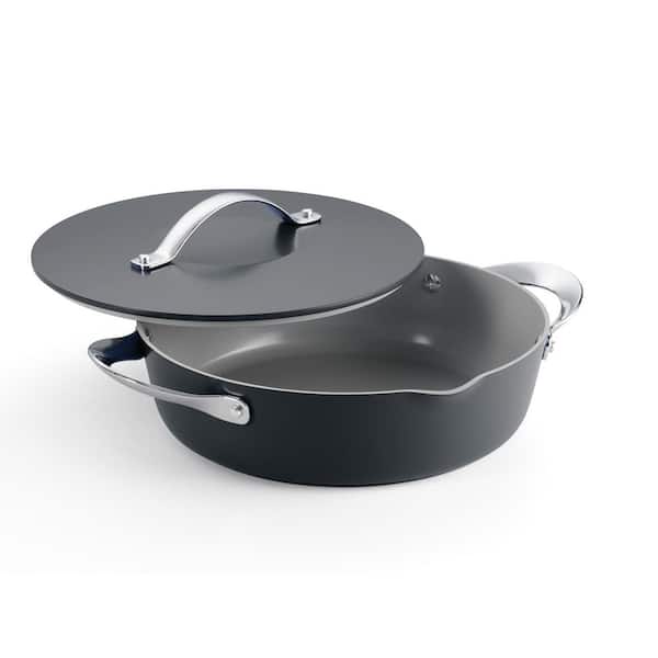Fiora 12 In 4.25 Qt Aluminum Ceramic Non-Stick Frying Pan with Lid - Gray
