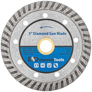 5 in. Turbo Diamond Saw Blades for Concrete or Masonry, 1.6 in. Cutting Depth, Wet or Dry, 7/8 in. to 5/8 in. Arbor