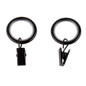Pack of 10 Curtain rings with pincer clips Ø25mm Black