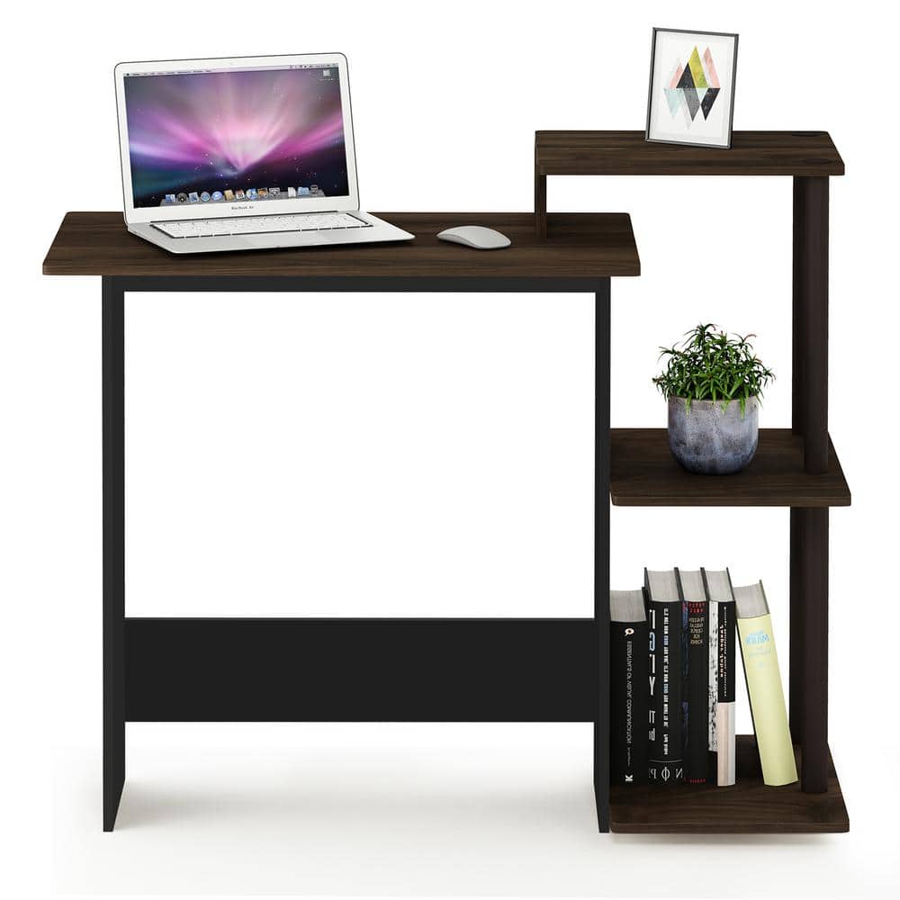 Columbia Walnut Brown Compact Computer Desk with Shelves