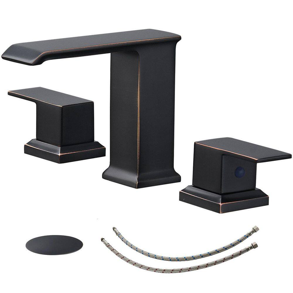 8 in. Widespread Double Handle Bathroom Faucet with Drain Kit Included in Oil Rubbed Bronze price history on PriceWatchPro