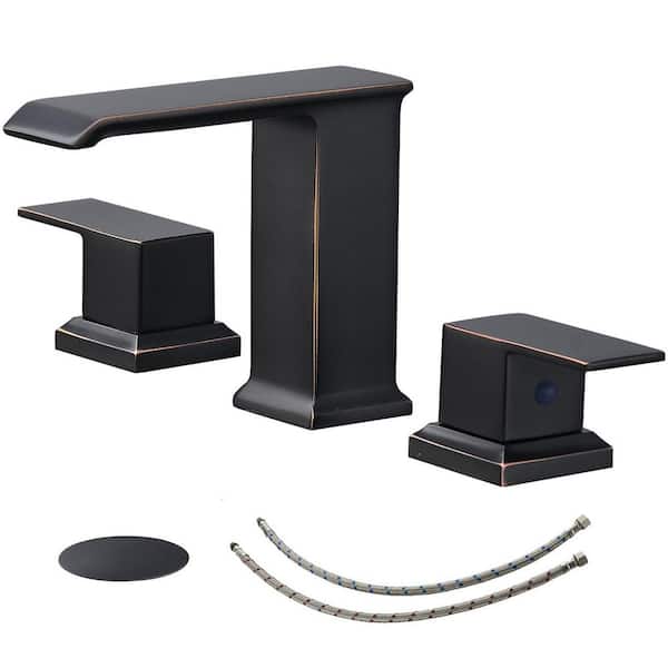 8 in. Widespread Double Handle Bathroom Faucet with Drain Kit Included in Oil Rubbed Bronze