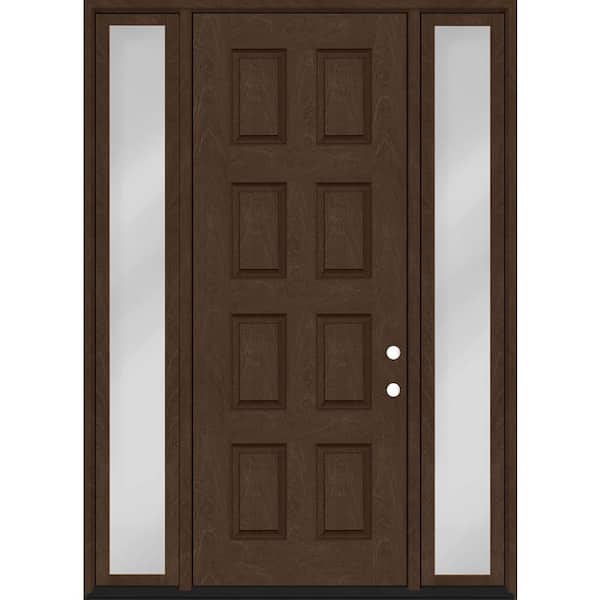 Regency 72 in. x 96 in. 8-Panel LHIS Hickory Mahogany Fiberglass Prehung Front Door w/16in. SLs w/ 4-9/16 Jamb