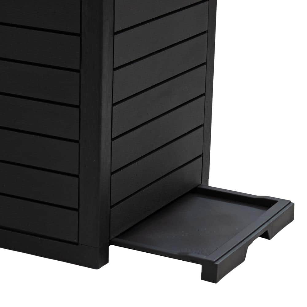 Black Polypropylene Resin Outdoor Trash Can with Lid, 39 Gallon